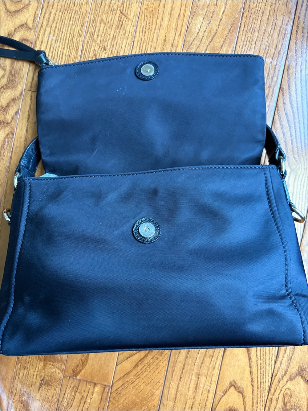 Kate Spade Blake Avenue Miri Black Nylon Flap Shoulder Bag Satchel with D-rings - Picture 5 of 17